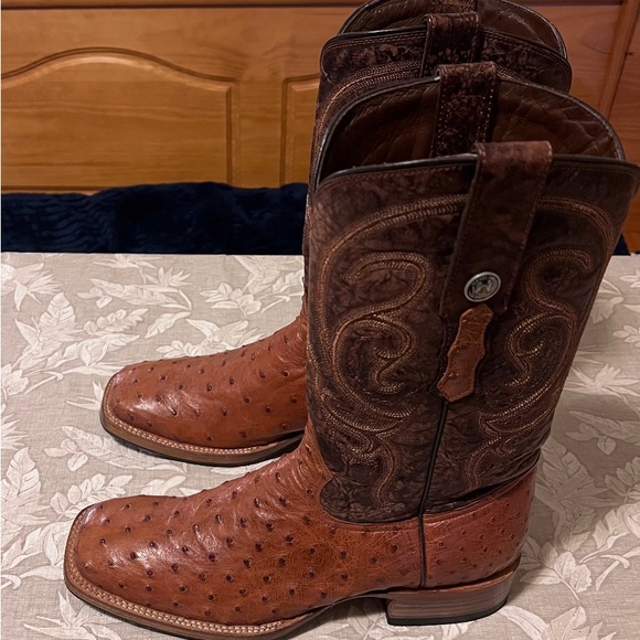 Tanner Mark cognac ostrich boots - Picture 3 of 5